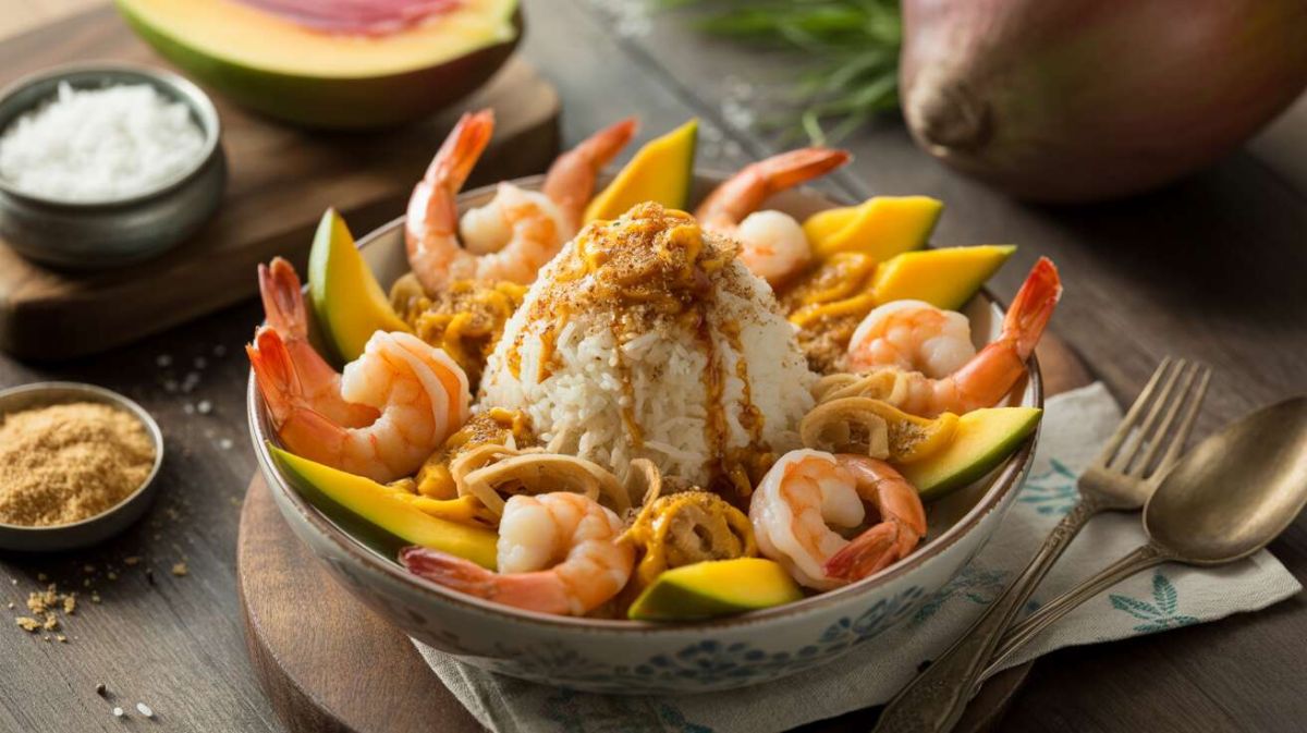 Un bowl de crevettes et mangue, l'exotisme à portée de main