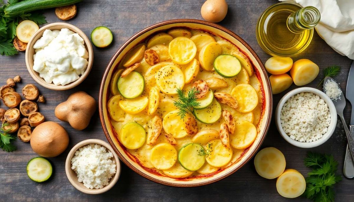Gratin courgettes et pommes de terre à la ricotta : recette savoureuse