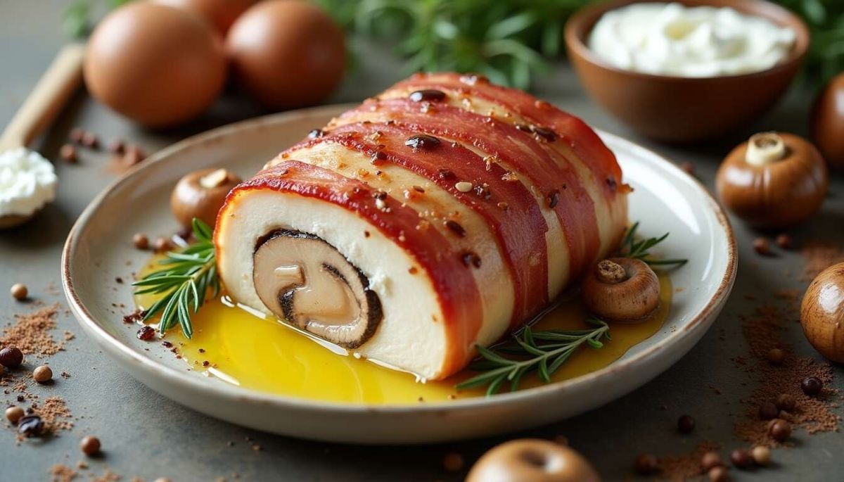 Une ballotine de poulet au bacon et champignons pour régaler vos invités