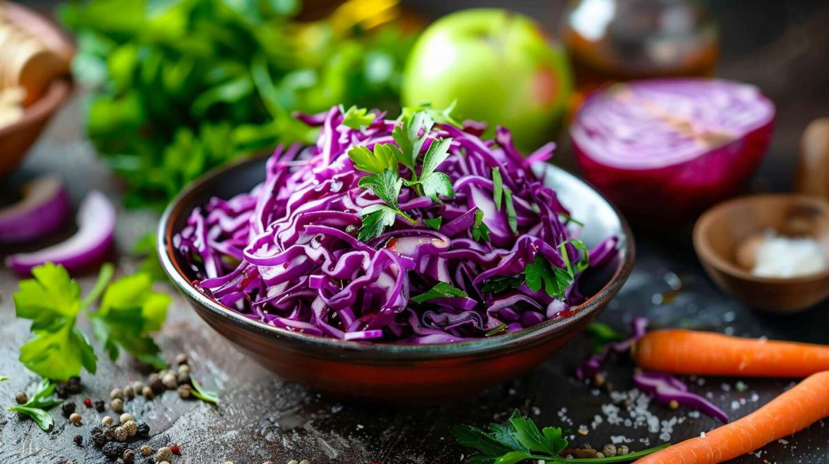 Découvrez la recette colorée de la salade de chou rouge