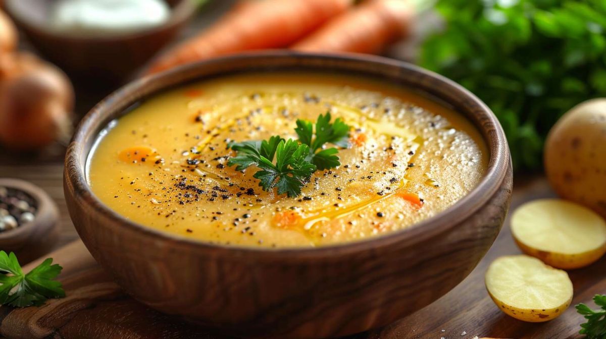 le potage réconfortant de poireaux, carottes et pommes de terre
