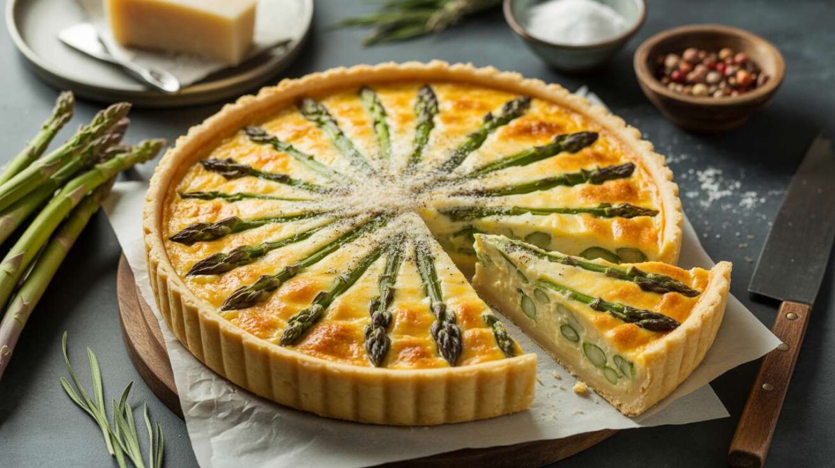 Une quiche légère aux asperges et parmesan : un délice sans culpabilité