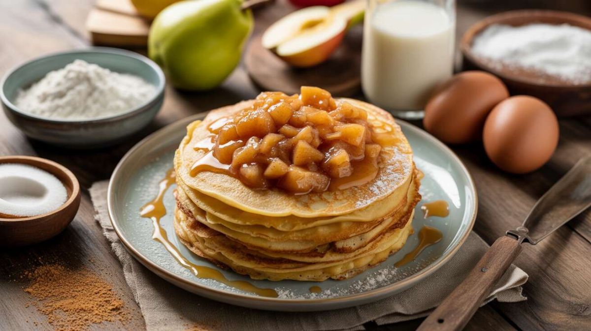 Crêpes légères aux pommes et poires