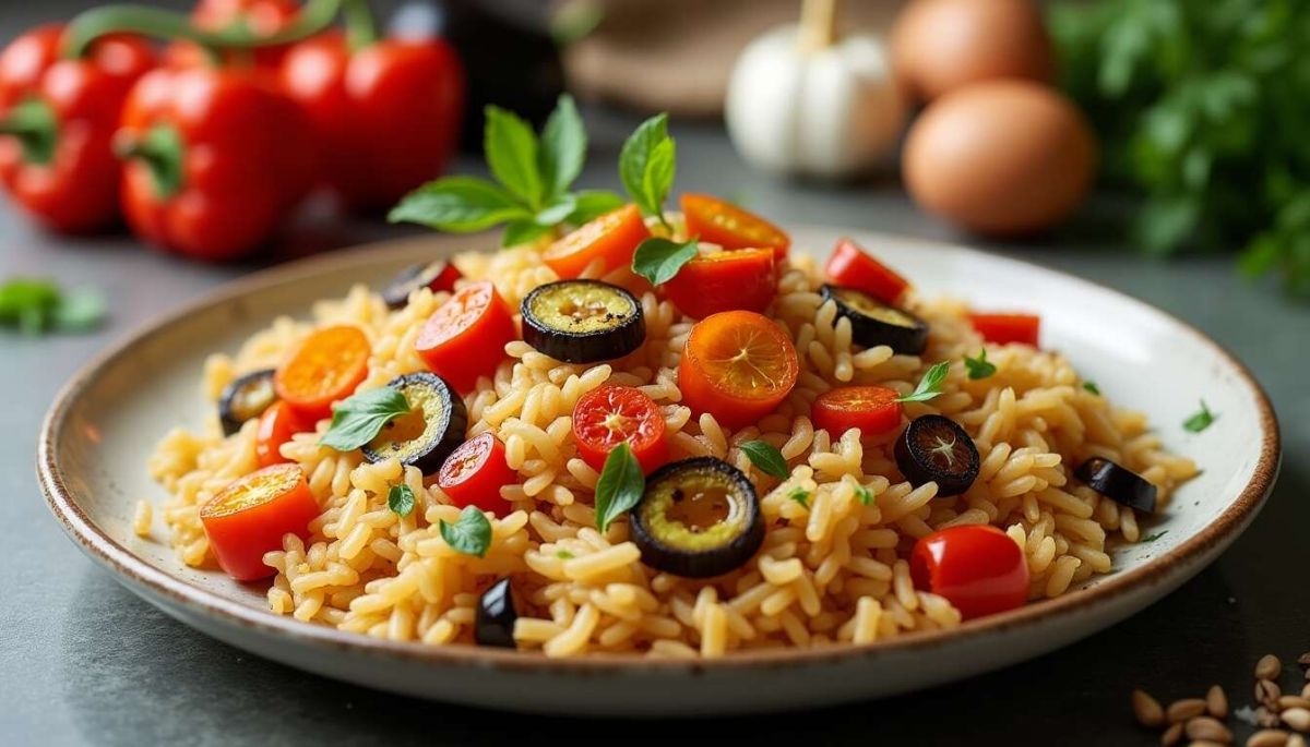 un voyage culinaire au cœur du riz aux poivrons et aubergines